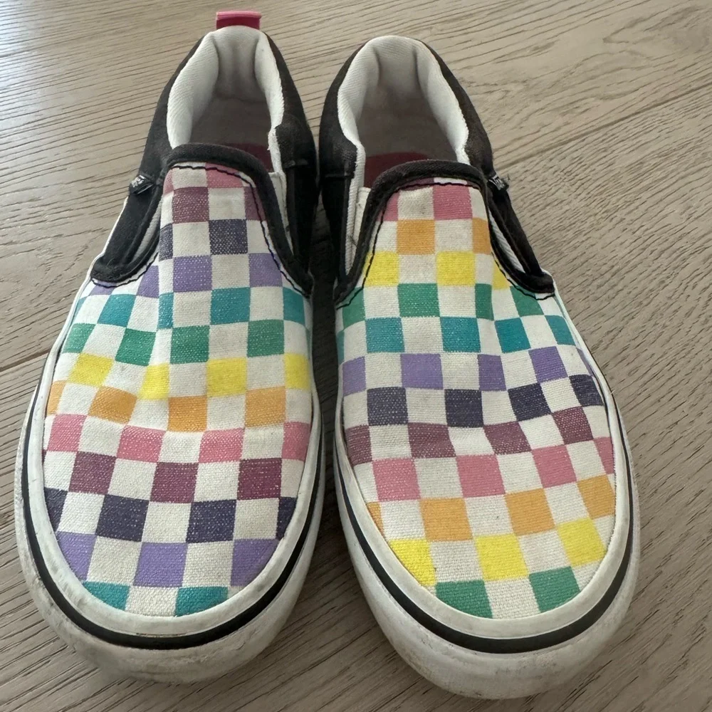 VANS Canvas Multicolor checkered Slip On Unisex Kids' Shoes size 12